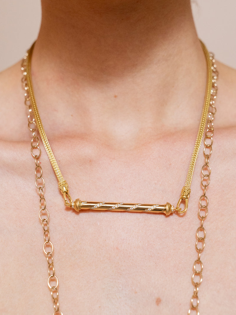 Candy Cane Necklace in Gold & Diamond