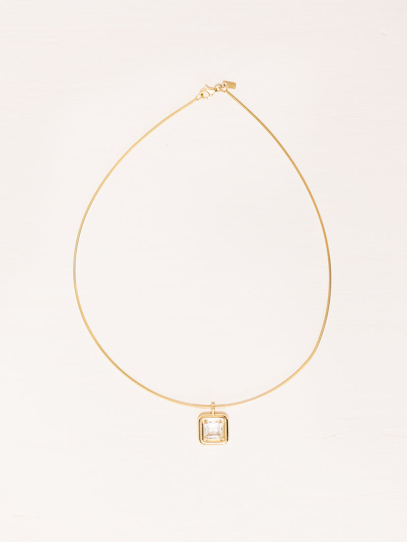 Square Rock Crystal Necklace