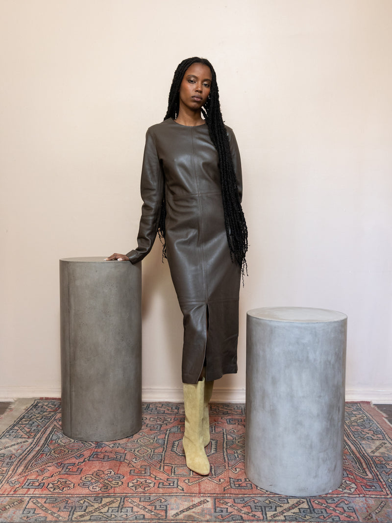 Paneled Leather Dress