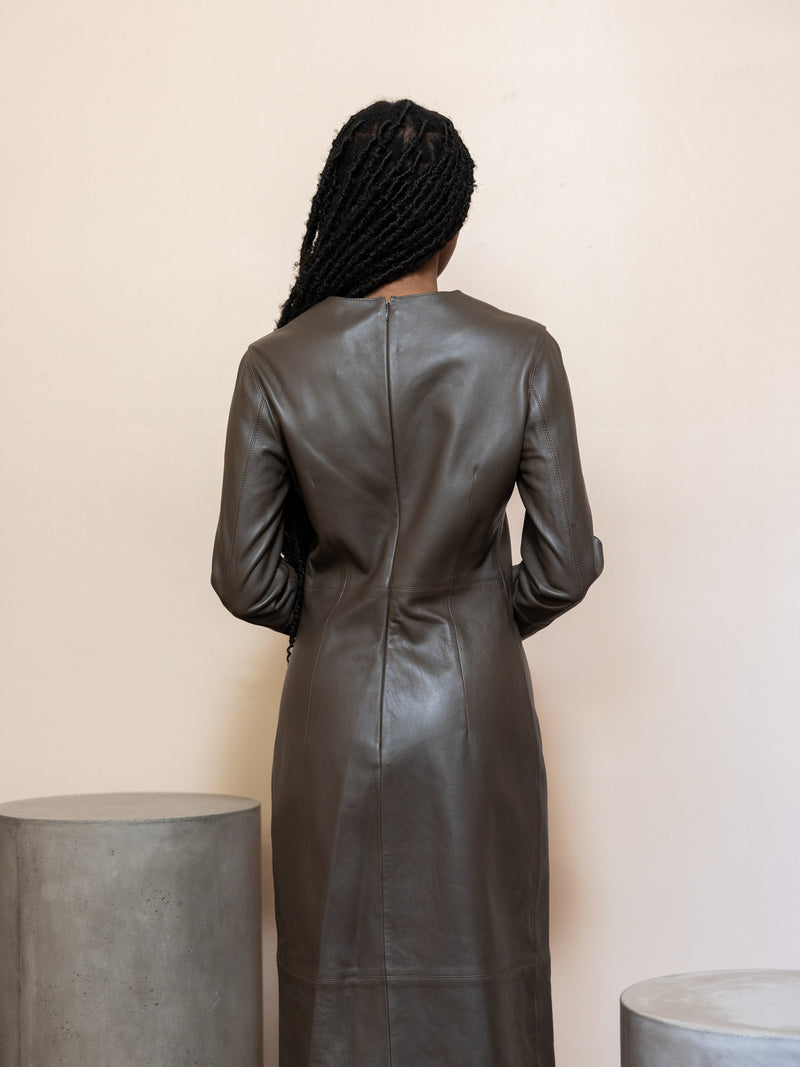 Paneled Leather Dress