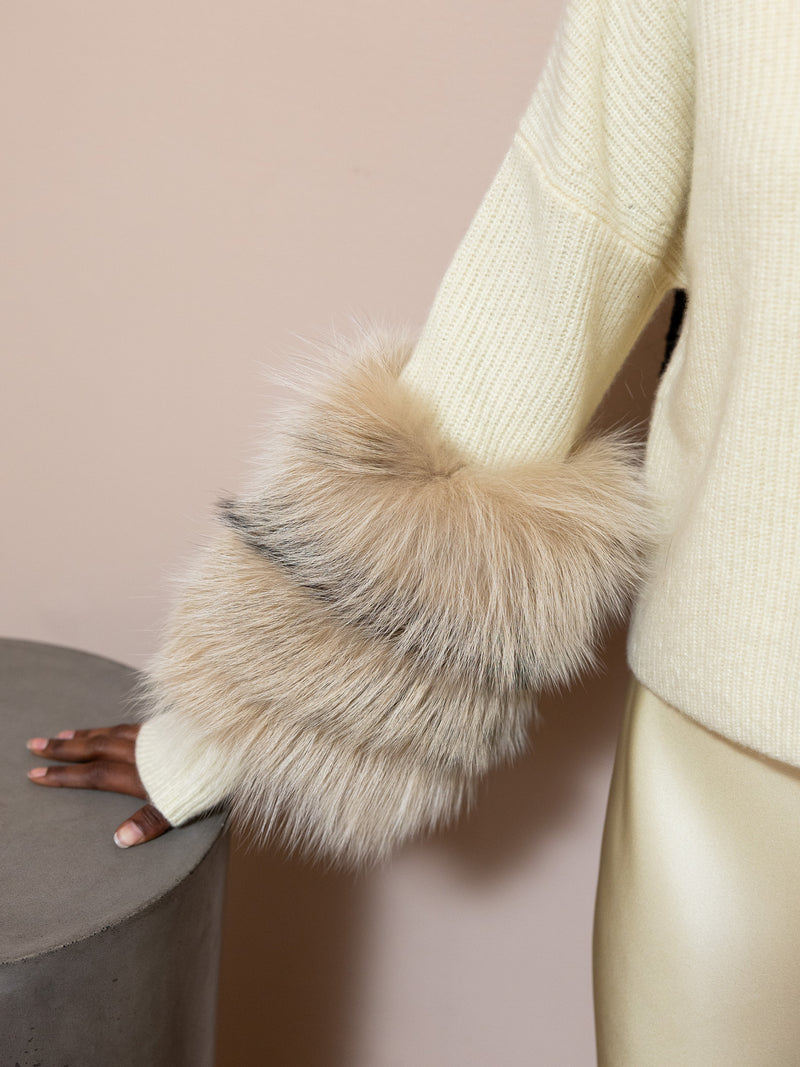 Cashmere Turtleneck Sweater with Fur Detail