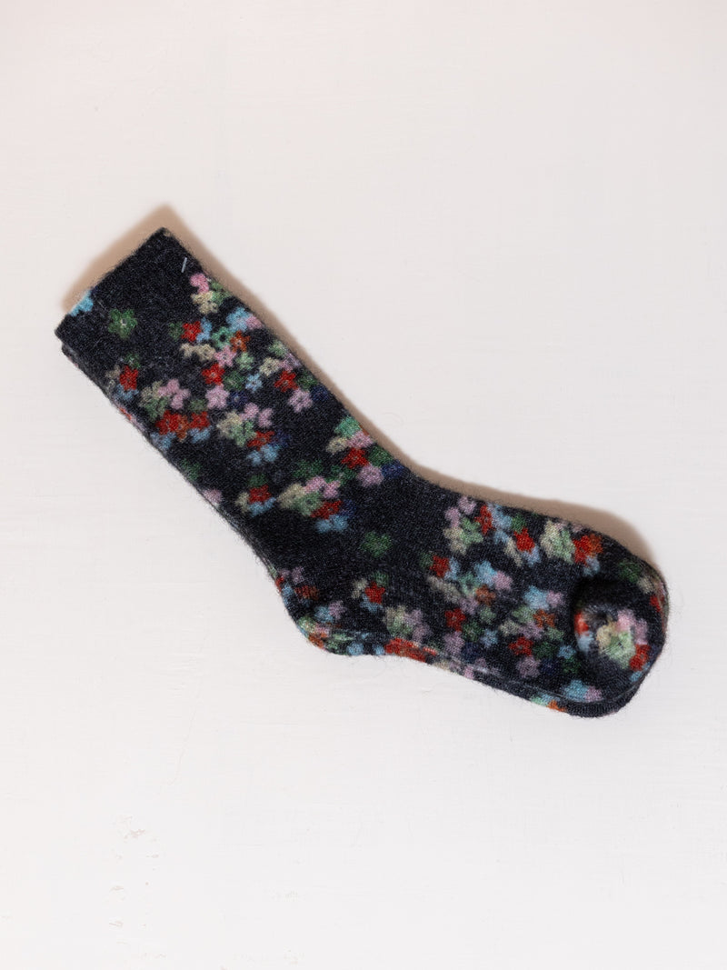 Small Flower Socks in Black