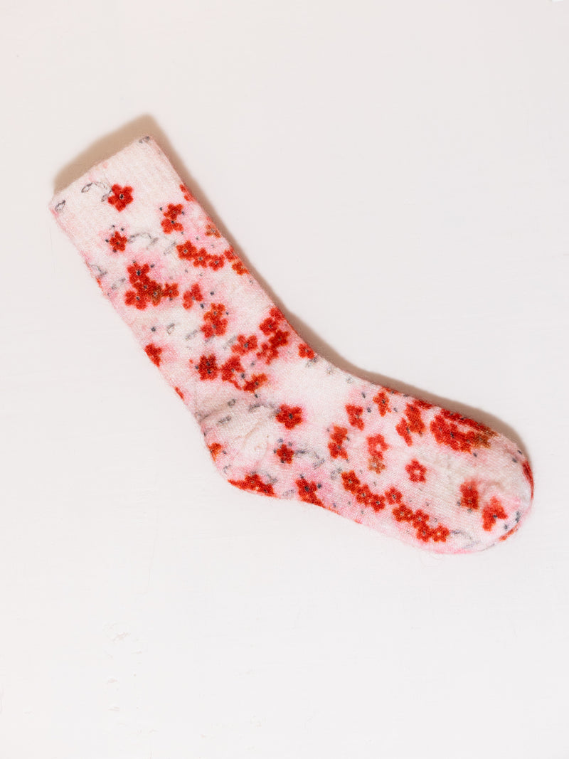 Small Flower Socks in Pink