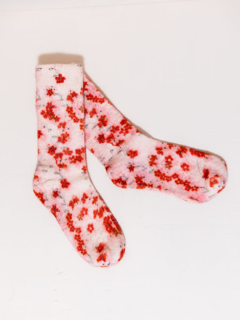 Small Flower Socks in Pink