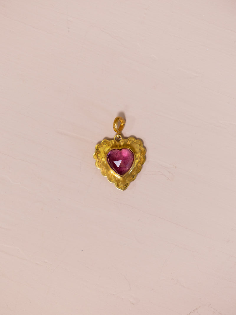 Pink Tourmaline Heart Charm