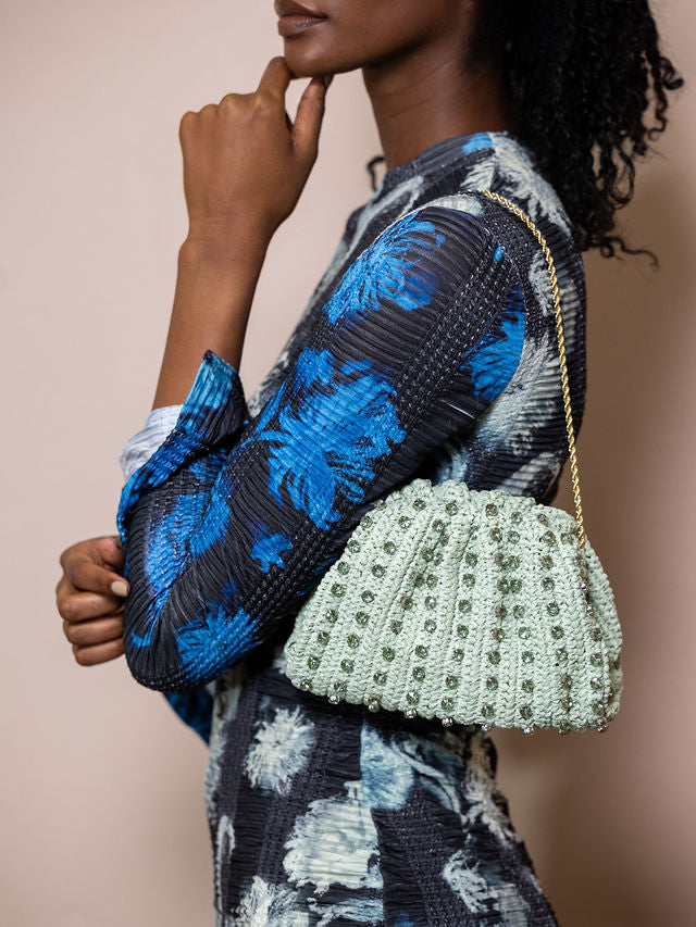 Bailey Pleated Clutch in Mint